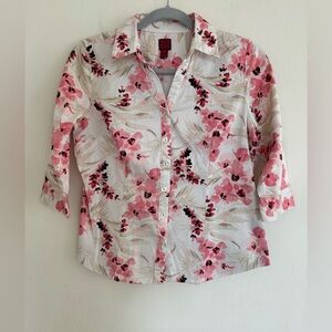 212 Collection Pink Floral Button-Up Women's Blouse
